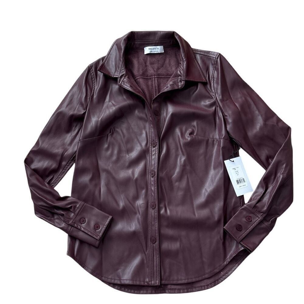 Bailey 44 Ellana Vegan Leather Top Burgundy XS NWT